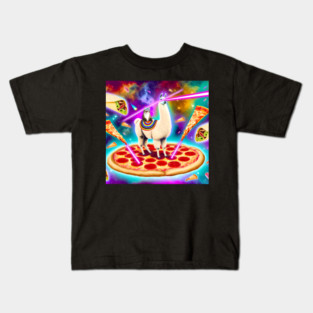 Funny Cat, Llama  with Pizza, Tacos, Lasers Vibrant Kids T-Shirt