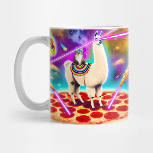 Funny Cat, Llama  with Pizza, Tacos, Lasers Vibrant by logiamerch