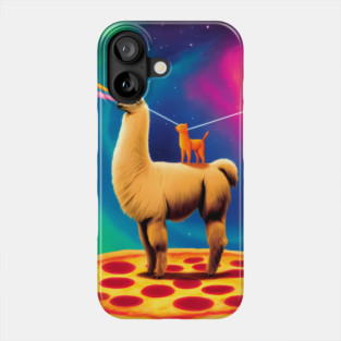 Funny Cat, Llama  with Pizza, Tacos, Lasers Vibrant Phone Case