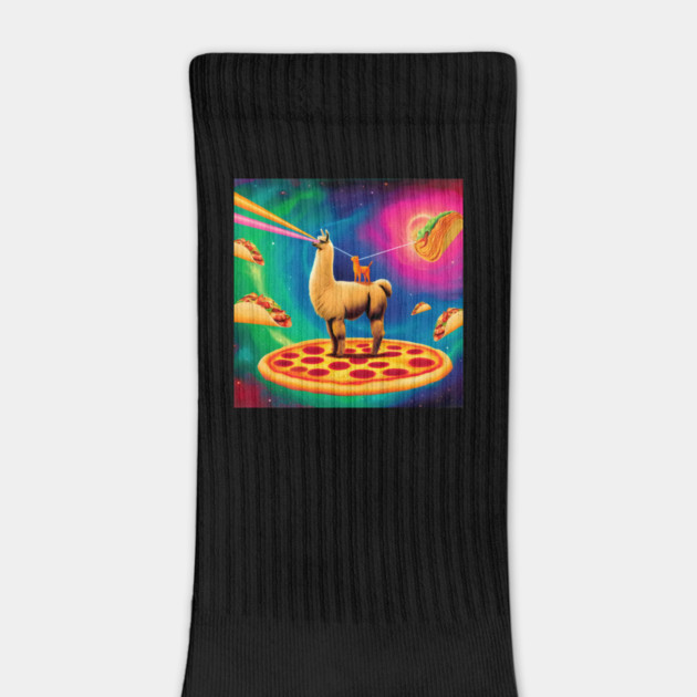 Funny Cat, Llama  with Pizza, Tacos, Lasers Vibrant by logiamerch