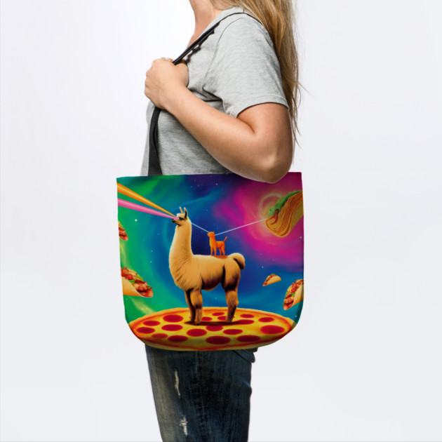Funny Cat, Llama  with Pizza, Tacos, Lasers Vibrant by logiamerch