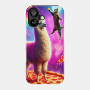 Funny Cat, Llama with Pizza and Tacos Vibrant Phone Case
