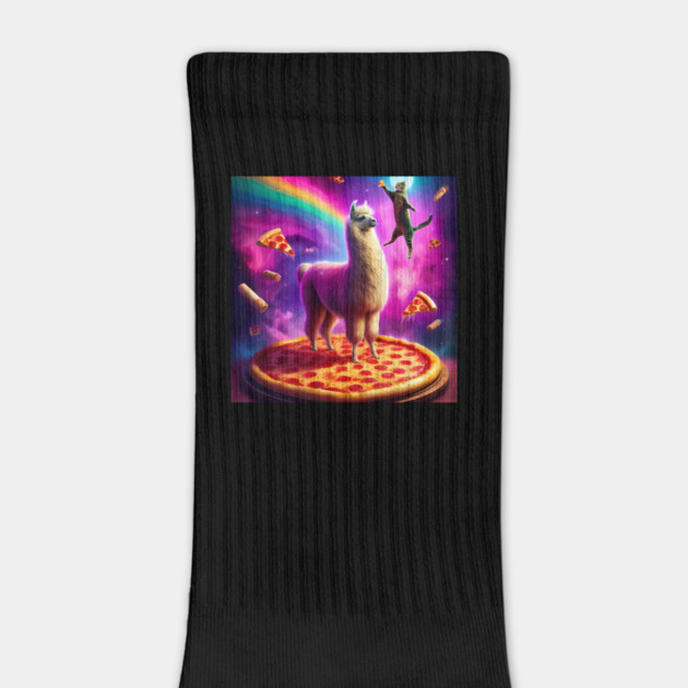 Funny Cat, Llama with Pizza and Tacos Vibrant by logiamerch