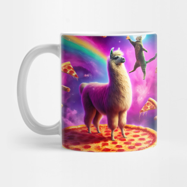 Funny Cat, Llama with Pizza and Tacos Vibrant by logiamerch