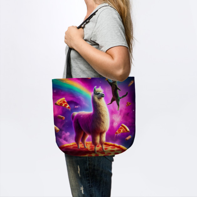 Funny Cat, Llama with Pizza and Tacos Vibrant by logiamerch