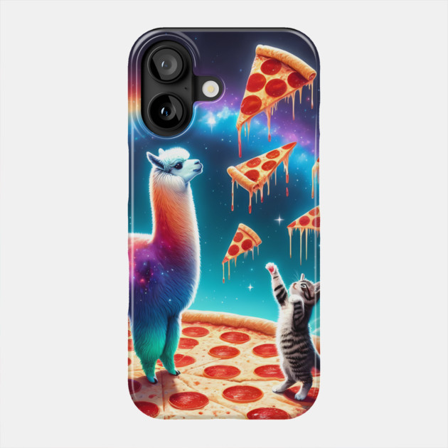 Funny Cat, Llama with Pizza Vibrant Phone Case by logiamerch