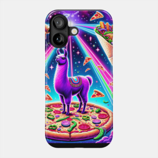 Funny Llama with Pizza and Tacos Vibrant Phone Case