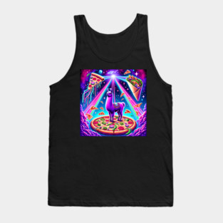 Funny Llama with Pizza and Tacos Vibrant Tank Top