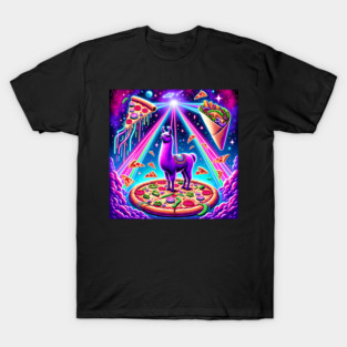 Funny Llama with Pizza and Tacos Vibrant T-Shirt