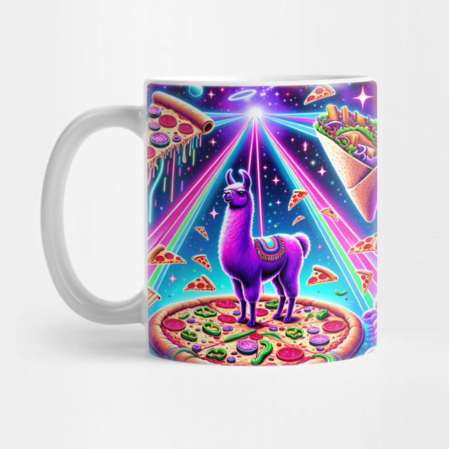 Funny Llama with Pizza and Tacos Vibrant by logiamerch