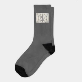 Retro distressed Indian Chief Monoscope test pattern Socks