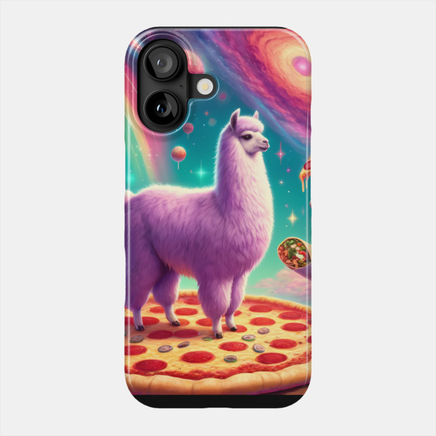Funny Llama with Pizza and Tacos Vibrant Phone Case by logiamerch
