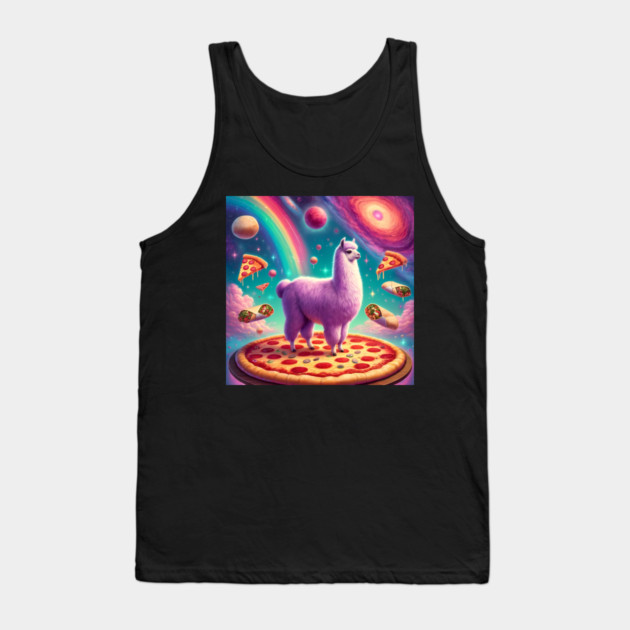 Funny Llama with Pizza and Tacos Vibrant Tank Top by logiamerch