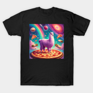 Funny Llama with Pizza and Tacos Vibrant T-Shirt