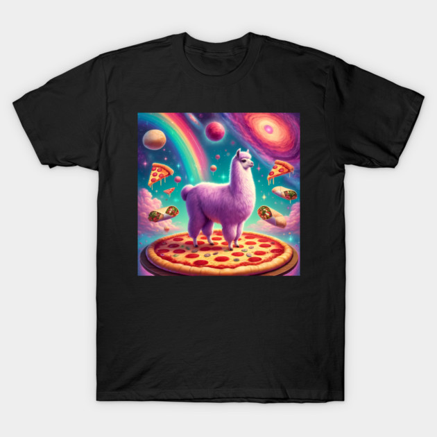 Funny Llama with Pizza and Tacos Vibrant T-Shirt by logiamerch