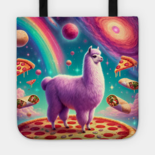 Funny Llama with Pizza and Tacos Vibrant Tote
