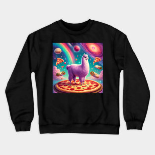 Funny Llama with Pizza and Tacos Vibrant Crewneck Sweatshirt