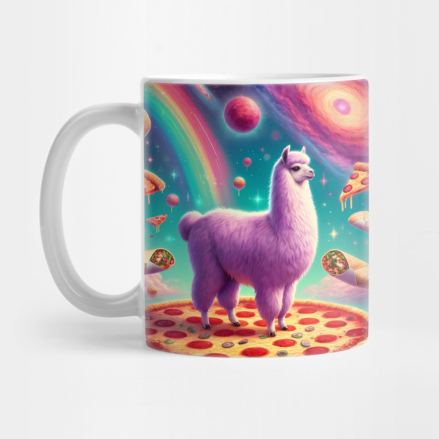 Funny Llama with Pizza and Tacos Vibrant by logiamerch
