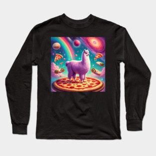 Funny Llama with Pizza and Tacos Vibrant Long Sleeve T-Shirt
