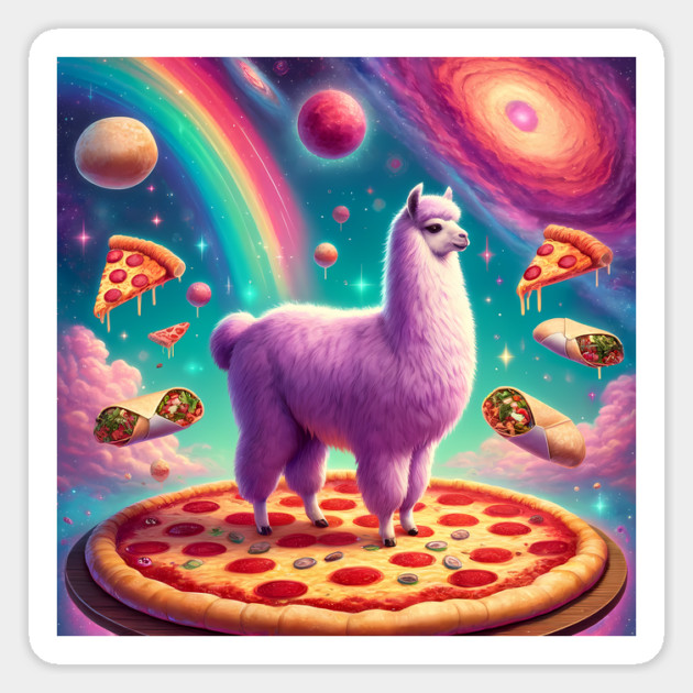 Funny Llama with Pizza and Tacos Vibrant Magnet by logiamerch