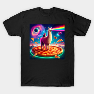 Funny Llama with Cat, Pizza and Tacos Vibrant T-Shirt