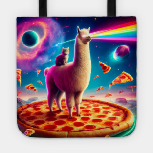 Funny Llama with Cat, Pizza and Tacos Vibrant Tote