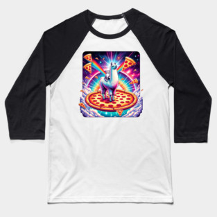 Funny Llama with Cat, Pizza and Tacos Vibrant Baseball T-Shirt
