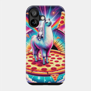 Funny Llama with Cat, Pizza and Tacos Vibrant Phone Case