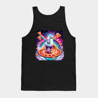Funny Llama with Cat, Pizza and Tacos Vibrant Tank Top