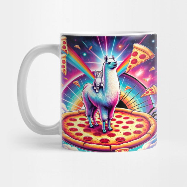 Funny Llama with Cat, Pizza and Tacos Vibrant by logiamerch