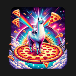 Funny Llama with Cat, Pizza and Tacos Vibrant T-Shirt