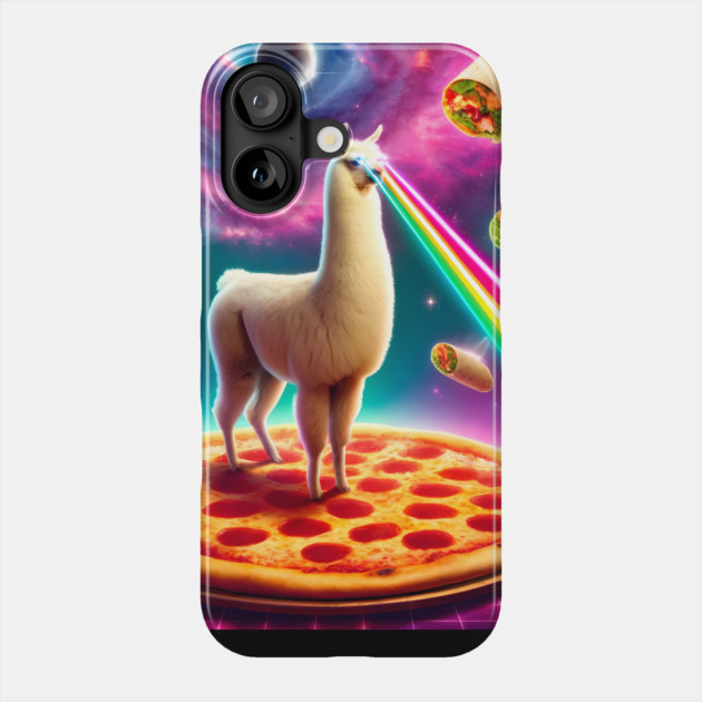 Funny Llama with Pizza and Tacos Vibrant Phone Case by logiamerch