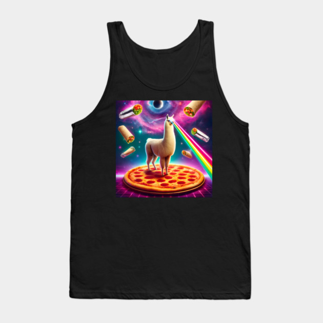 Funny Llama with Pizza and Tacos Vibrant Tank Top by logiamerch