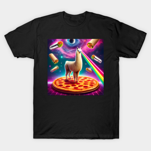 Funny Llama with Pizza and Tacos Vibrant T-Shirt by logiamerch