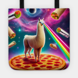 Funny Llama with Pizza and Tacos Vibrant Tote
