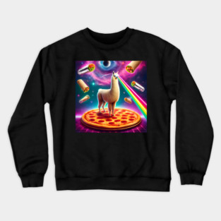 Funny Llama with Pizza and Tacos Vibrant Crewneck Sweatshirt
