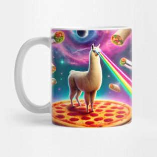 Funny Llama with Pizza and Tacos Vibrant Mug