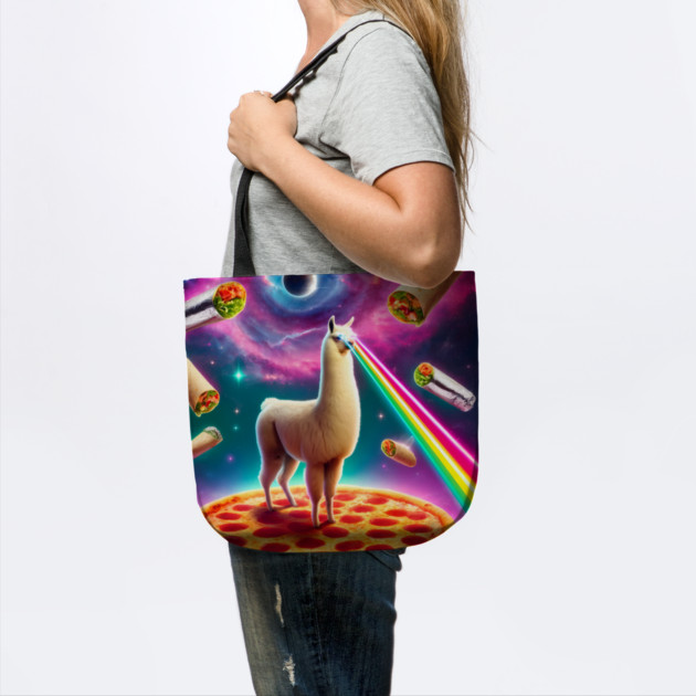 Funny Llama with Pizza and Tacos Vibrant by logiamerch