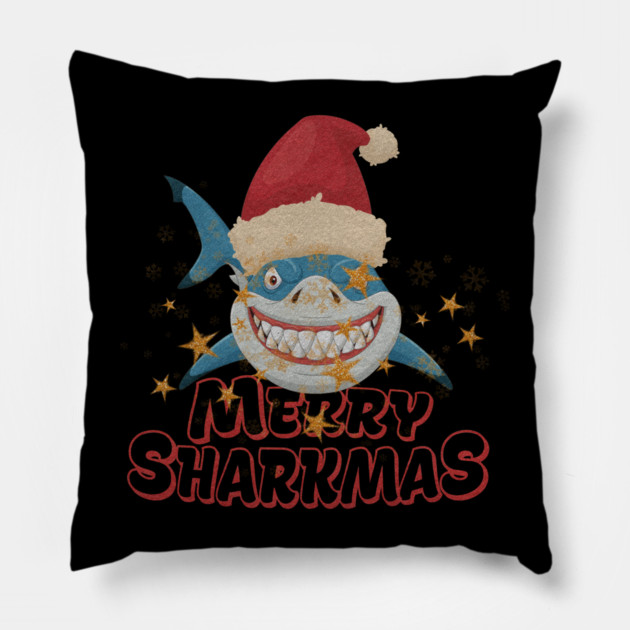 Merry Sharkmas Pillow by Db Printed