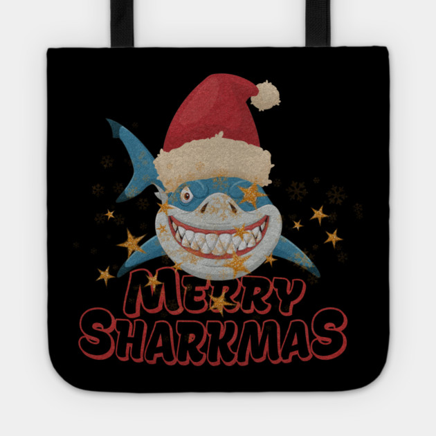 Merry Sharkmas Tote by Db Printed