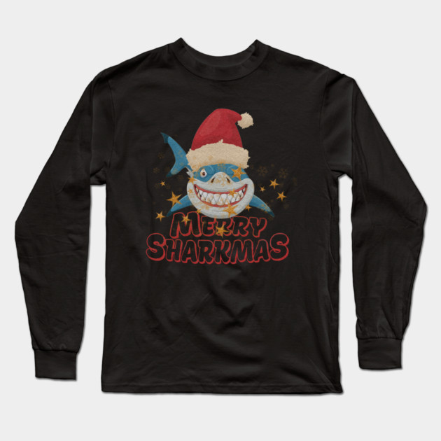 Merry Sharkmas Long Sleeve T-Shirt by Db Printed