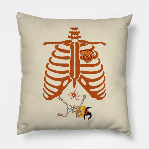 Halloween Pregnant Skeleton Pillow by Db Printed