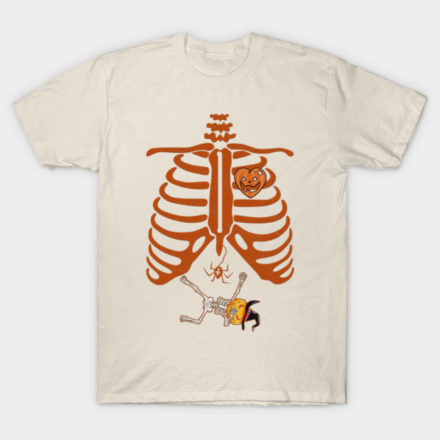 Halloween Pregnant Skeleton T-Shirt by Db Printed