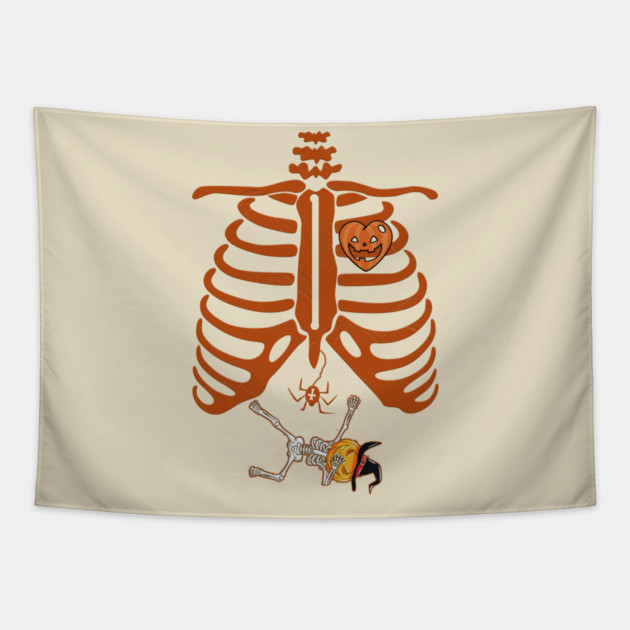 Halloween Pregnant Skeleton Tapestry by Db Printed