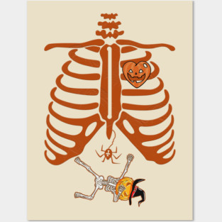 Halloween Pregnant Skeleton Posters and Art