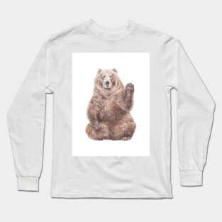 Brown Bear Saying HI Long Sleeve T-Shirt