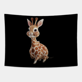 The Creature Combines Features from Two Distinct Animals: a Giraffe and a Rabbit Tapestry