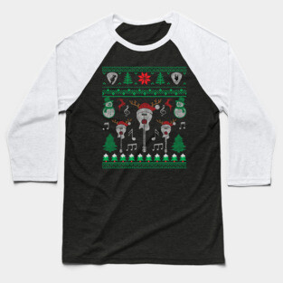 Christmas Electric Guitar Acoustic Guitar Ugly Christmas Sweater Baseball T-Shirt