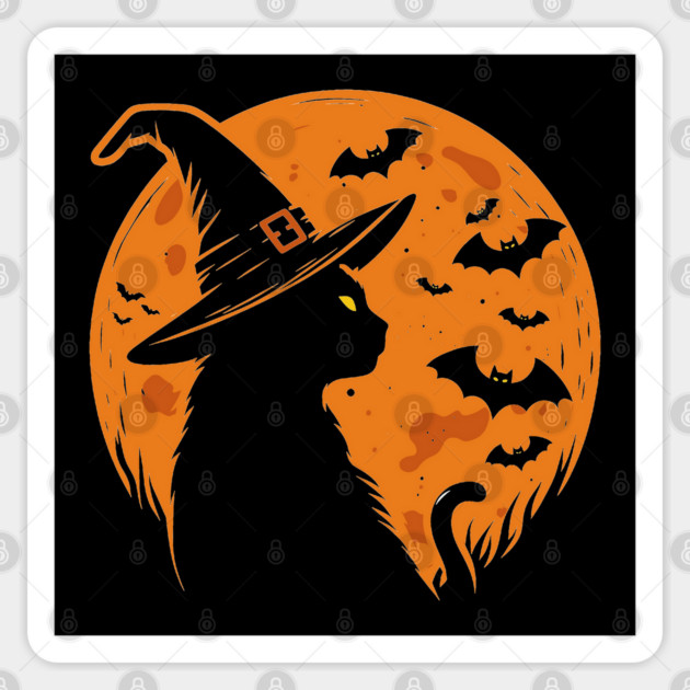 Vintage Halloween Black Cat Sticker by JessArty