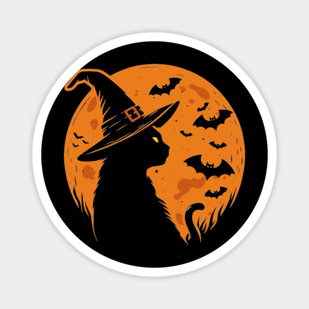 Vintage Halloween Black Cat Magnet by JessArty